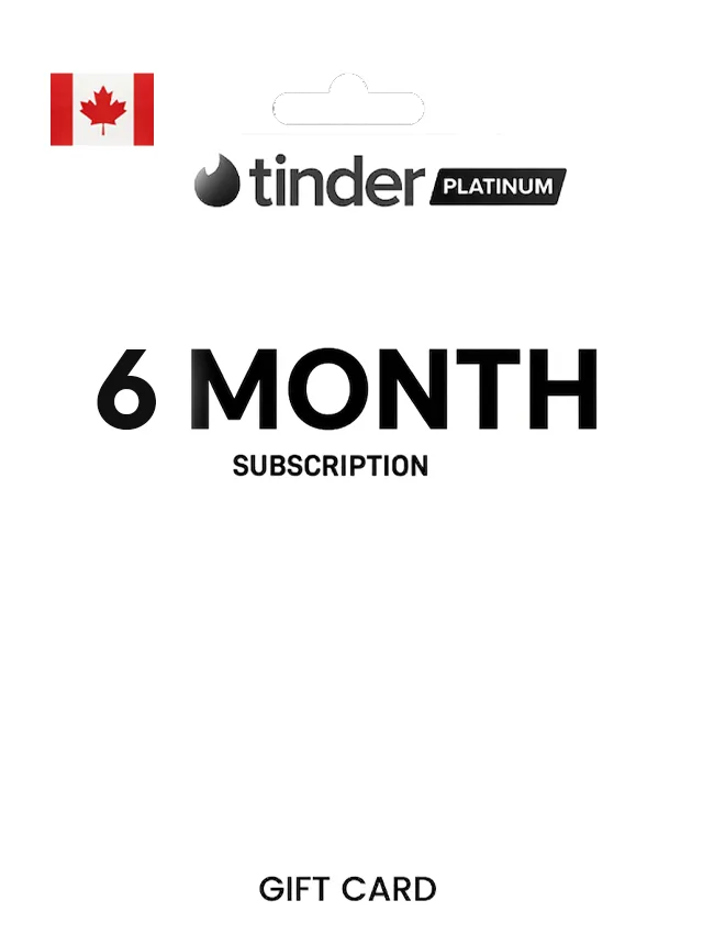 Tinder Gift Card 6 Month Platinum CANADA