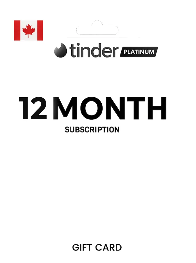Tinder Gift Card 12 Month Platinum CANADA