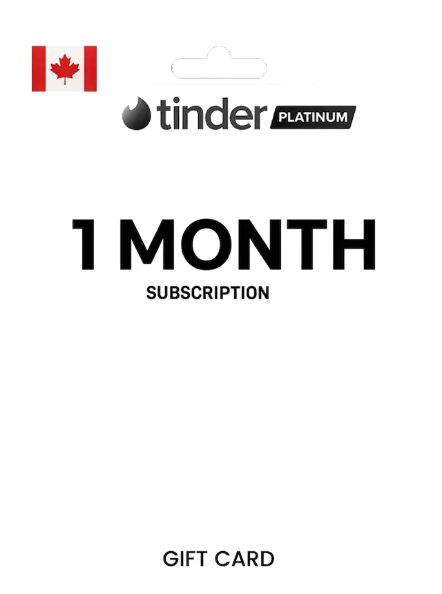 Tinder Gift Card 1 Month Platinum CANADA