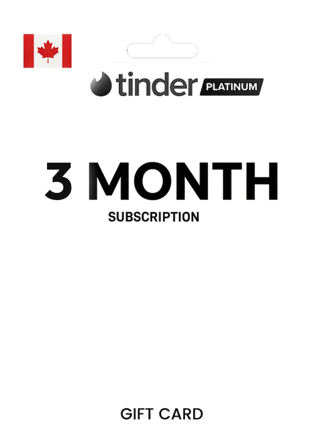 Tinder Gift Card 3 Month Platinum CANADA
