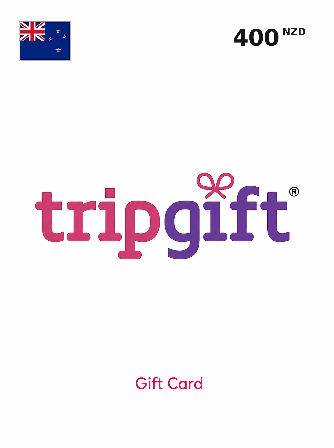 TripGift Gift Card 400 NZD NEW ZEALAND